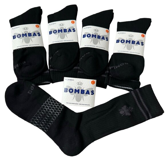 Bombas midCalf Socks size Large Mens/Womens black cushion stay up Honeycomb new - Picture 2 of 10
